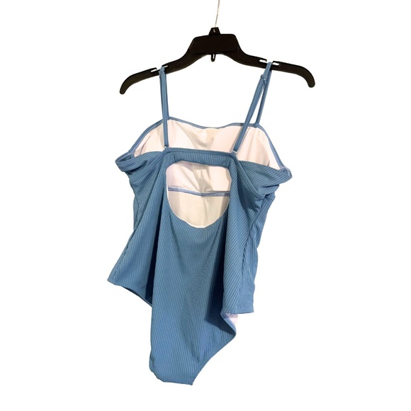 Coral Reef Blue Ribbed One Piece Swimsuit - Picture 3 of 6